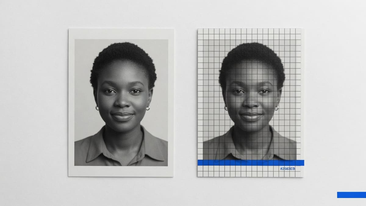 A portrait photo on the left becoming a squared drawing overlay PNG on the right