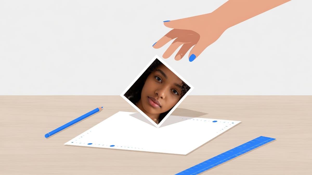 A hand dropping one reference photo onto a browser card to start the overlay